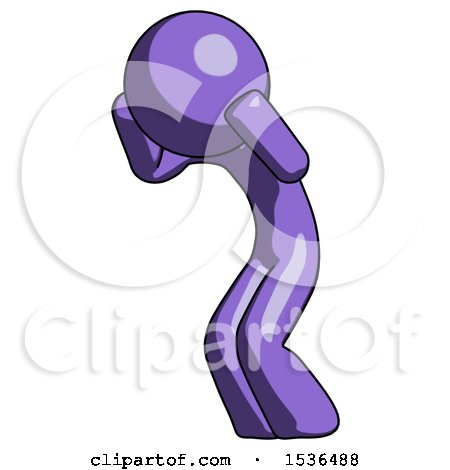 Purple Design Mascot Man with Headache or Covering Ears Turned to His Left by Leo Blanchette