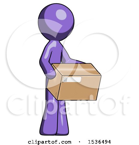 Purple Design Mascot Man Holding Package to Send or Recieve in Mail by Leo Blanchette
