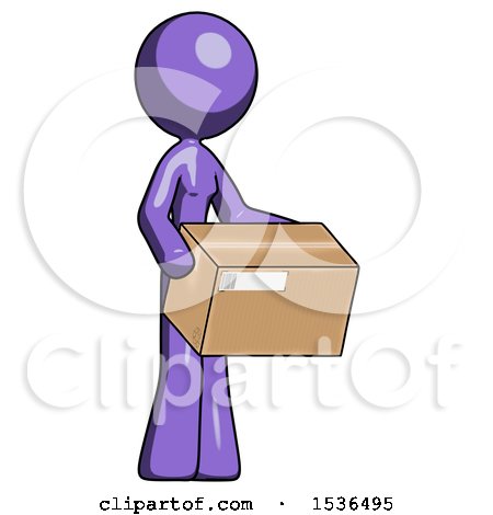 Purple Design Mascot Woman Holding Package to Send or Recieve in Mail by Leo Blanchette