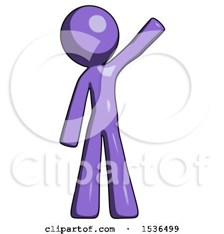 Purple Design Mascot Man Waving Emphatically with Left Arm by Leo Blanchette