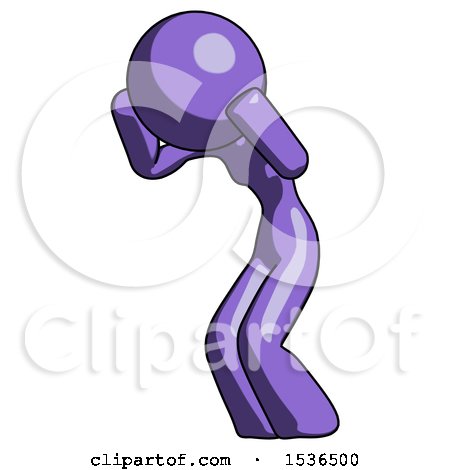 Purple Design Mascot Woman with Headache or Covering Ears Facing Turned to Her Left by Leo Blanchette