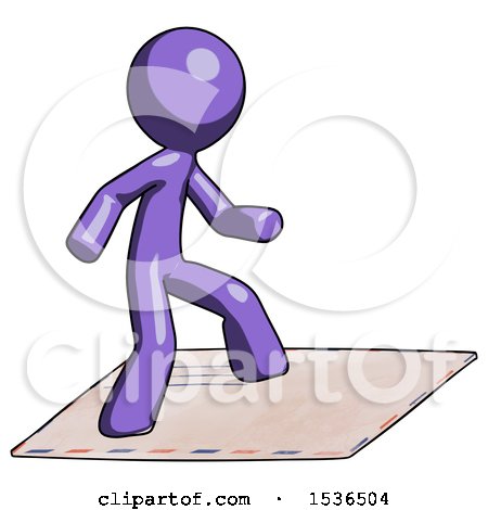Purple Design Mascot Man on Postage Envelope Surfing by Leo Blanchette