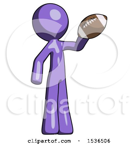 Purple Design Mascot Man Holding Football up by Leo Blanchette