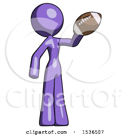 Purple Design Mascot Woman Holding Football up by Leo Blanchette