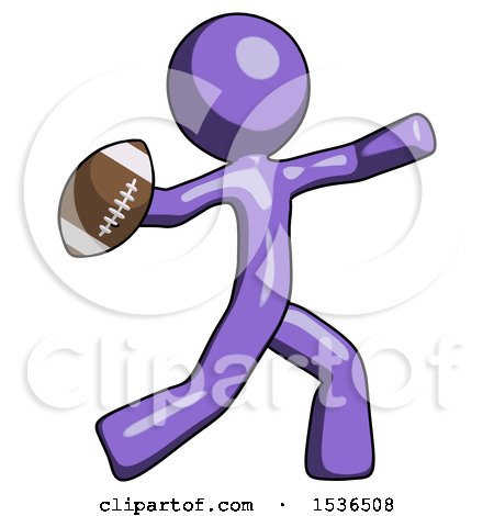 Purple Design Mascot Man Throwing Football by Leo Blanchette