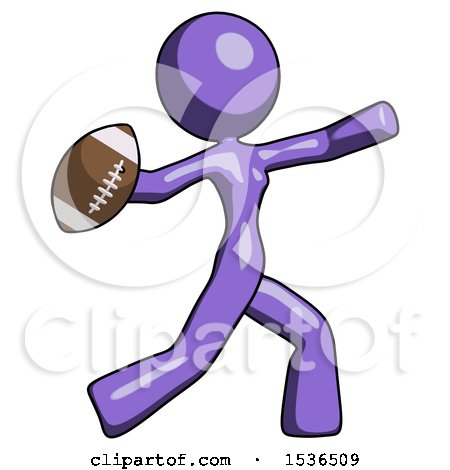 Purple Design Mascot Woman Throwing Football by Leo Blanchette