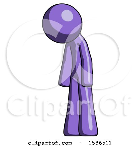 Purple Design Mascot Man Depressed with Head down Turned Left by Leo Blanchette