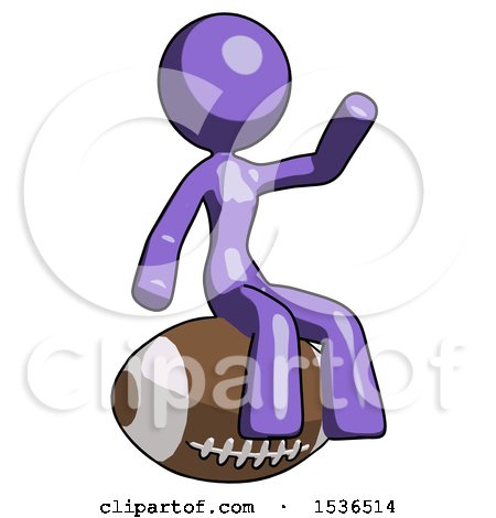 Purple Design Mascot Woman Sitting on Giant Football by Leo Blanchette