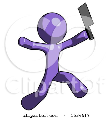 Purple Design Mascot Man Psycho Running with Meat Cleaver by Leo Blanchette