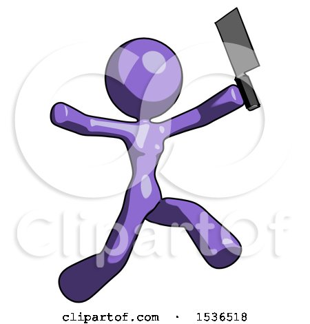 Purple Design Mascot Woman Psycho Running with Meat Cleaver by Leo Blanchette