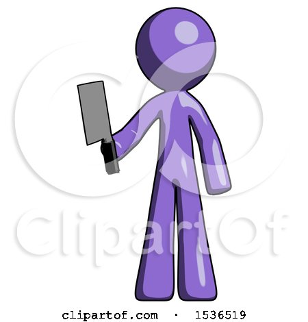 Purple Design Mascot Man Holding Meat Cleaver by Leo Blanchette