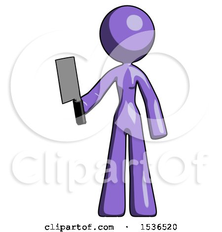 Purple Design Mascot Woman Holding Meat Cleaver by Leo Blanchette