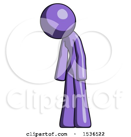 Purple Design Mascot Woman Depressed with Head down Turned Left by Leo Blanchette
