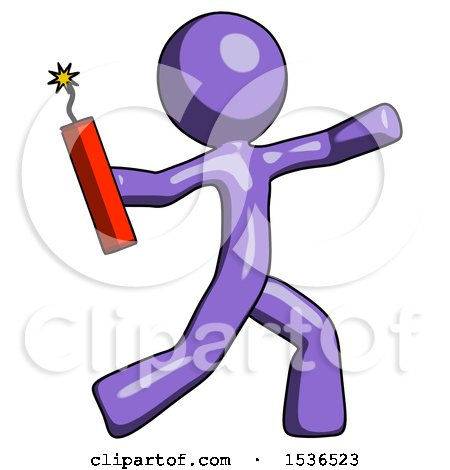 Purple Design Mascot Man Throwing Dynamite by Leo Blanchette