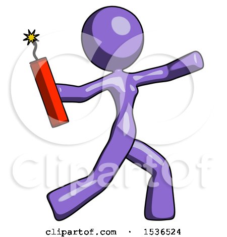 Purple Design Mascot Woman Throwing Dynamite by Leo Blanchette