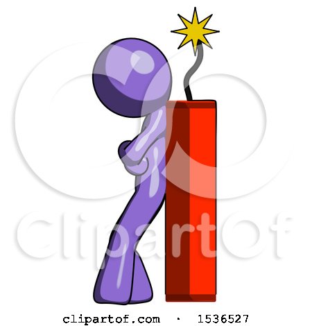 Purple Design Mascot Man Leaning Against Dynimate, Large Stick Ready to Blow by Leo Blanchette