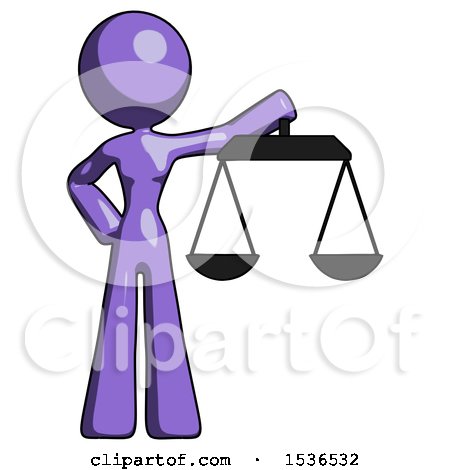 Purple Design Mascot Woman Holding Scales of Justice by Leo Blanchette