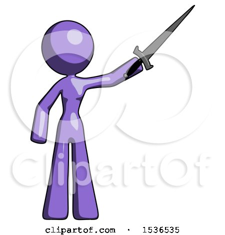 Purple Design Mascot Woman Holding Sword in the Air Victoriously by Leo Blanchette