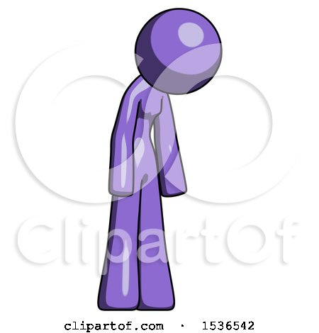 Purple Design Mascot Woman Depressed with Head down Turned Right by Leo Blanchette