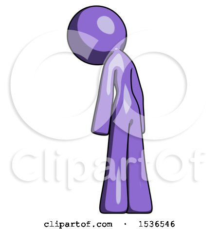Purple Design Mascot Woman Depressed with Head Down, Back to Viewer, Left by Leo Blanchette