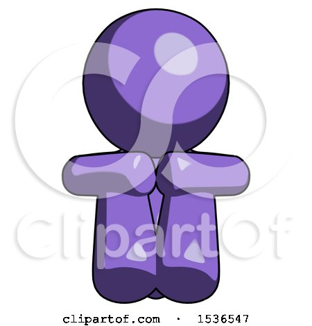 Purple Design Mascot Man Sitting with Head down Facing Forward by Leo Blanchette