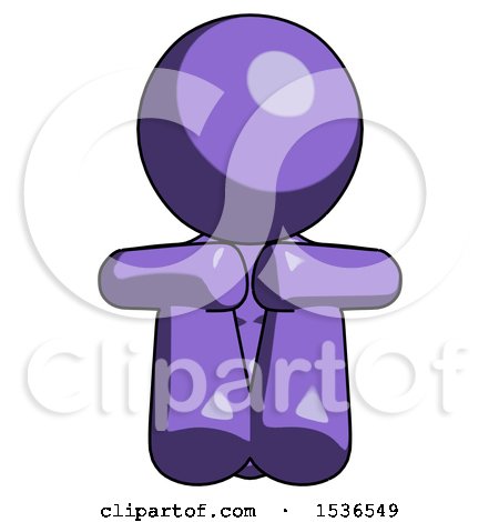 Purple Design Mascot Woman Sitting with Head down Facing Forward by Leo Blanchette