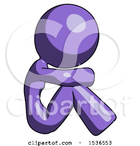 Purple Design Mascot Woman Sitting with Head down Facing Sideways Right by Leo Blanchette