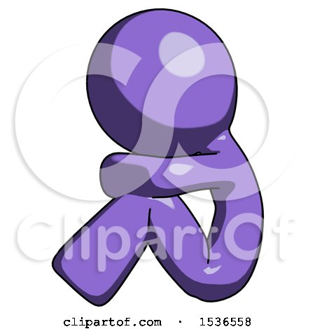Purple Design Mascot Man Sitting with Head down Facing Sideways Left by Leo Blanchette