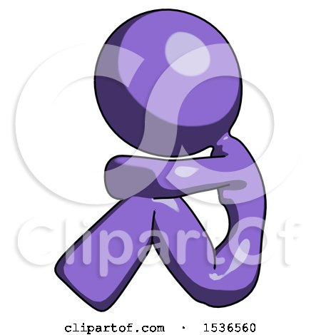 Purple Design Mascot Woman Sitting with Head down Facing Sideways Left by Leo Blanchette