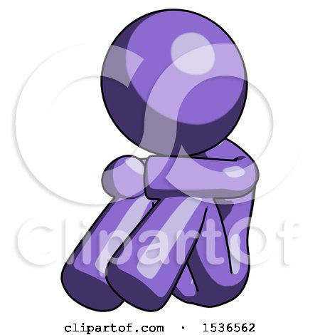 Purple Design Mascot Woman Sitting with Head down Facing Angle Left by Leo Blanchette