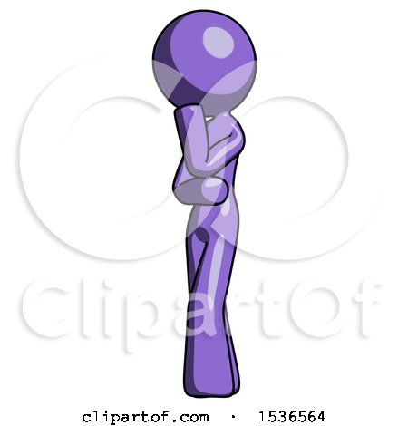 Purple Design Mascot Woman Thinking, Wondering, or Pondering by Leo Blanchette