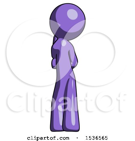 Purple Design Mascot Man Thinking, Wondering, or Pondering Rear View by Leo Blanchette