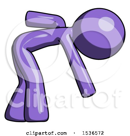 Purple Design Mascot Man Picking Something up Bent over by Leo Blanchette