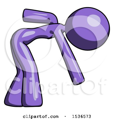 Purple Design Mascot Woman Bent over Picking Something up by Leo Blanchette