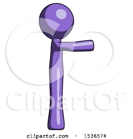 Purple Design Mascot Man Pointing Right by Leo Blanchette