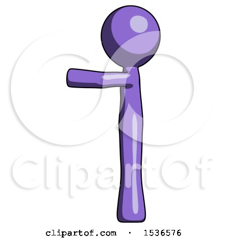 Purple Design Mascot Man Pointing Left by Leo Blanchette