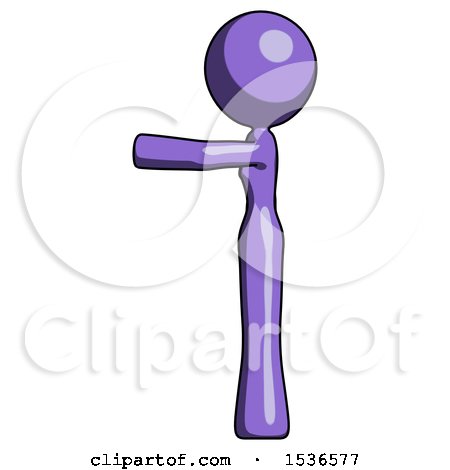 Purple Design Mascot Woman Pointing Left by Leo Blanchette