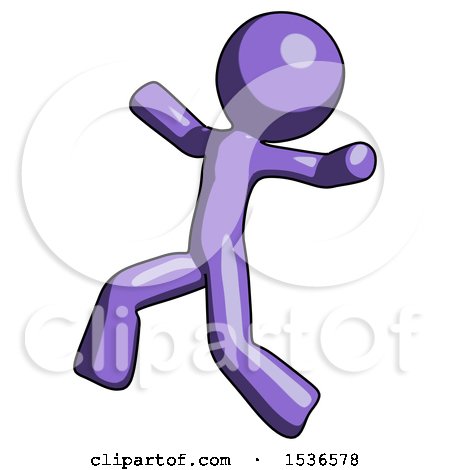 Purple Design Mascot Man Running Away in Hysterical Panic Direction Left by Leo Blanchette