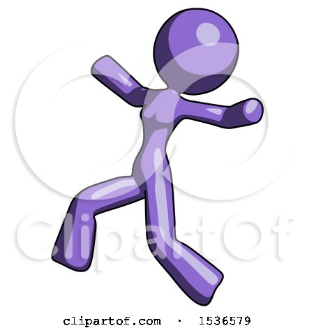 Purple Design Mascot Woman Running Away in Hysterical Panic Direction Left by Leo Blanchette