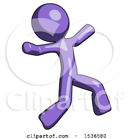 Purple Design Mascot Man Running Away in Hysterical Panic Direction Right by Leo Blanchette