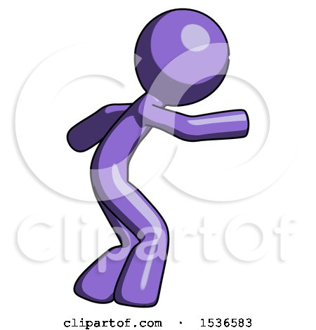 Purple Design Mascot Man Sneaking While Reaching for Something by Leo Blanchette