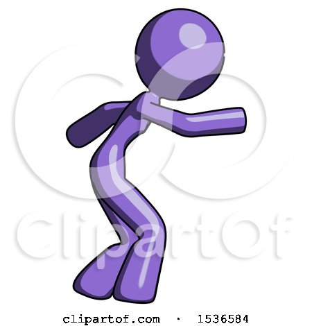 Purple Design Mascot Woman Sneaking While Reaching for Something by Leo Blanchette