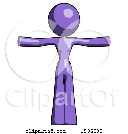 Purple Design Mascot Woman T-Pose Arms up Standing by Leo Blanchette