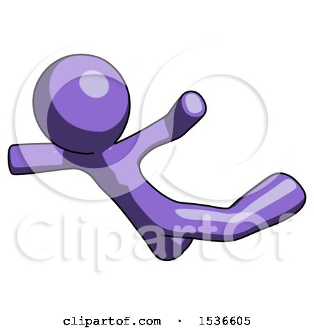 Purple Design Mascot Man Skydiving or Falling to Death by Leo Blanchette