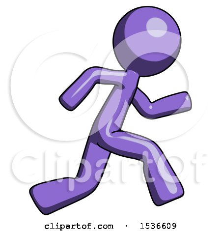 Purple Design Mascot Man Running Fast Right by Leo Blanchette