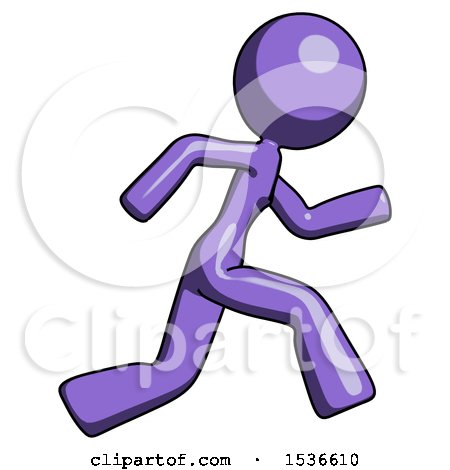 Purple Design Mascot Woman Running Fast Right by Leo Blanchette