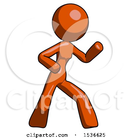 Orange Design Mascot Woman Martial Arts Defense Pose Right by Leo Blanchette