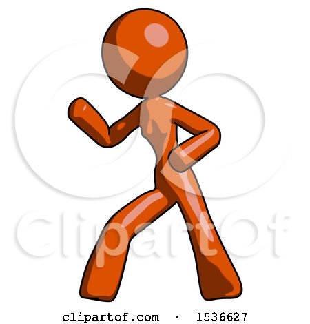 Orange Design Mascot Woman Martial Arts Defense Pose Left by Leo Blanchette