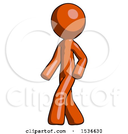 Orange Design Mascot Man Man Walking Turned Left Front View by Leo Blanchette