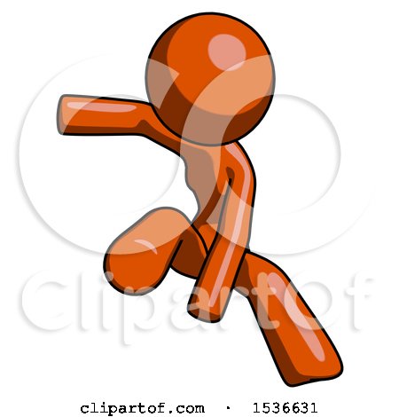 Orange Design Mascot Woman Action Hero Jump Pose by Leo Blanchette